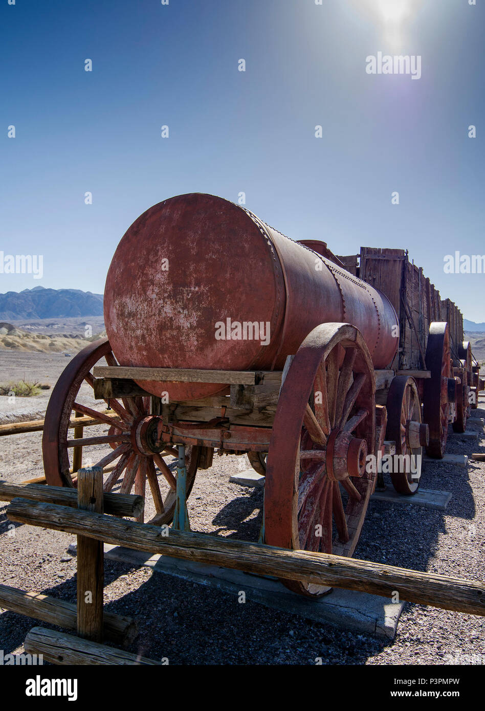 Death Valley National Park Wagen Zug Ausstellung Stockfoto
