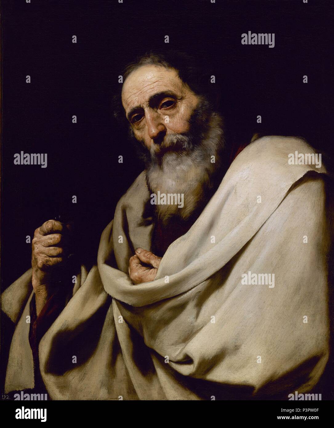 'Saint Bartholomäus", 1630, Öl auf Leinwand, 77 cm x 64 cm, P01099. Thema:: Lanfranco (1591-1652). Lage: Museo del Prado - PINTURA, MADRID, SPANIEN. Stockfoto