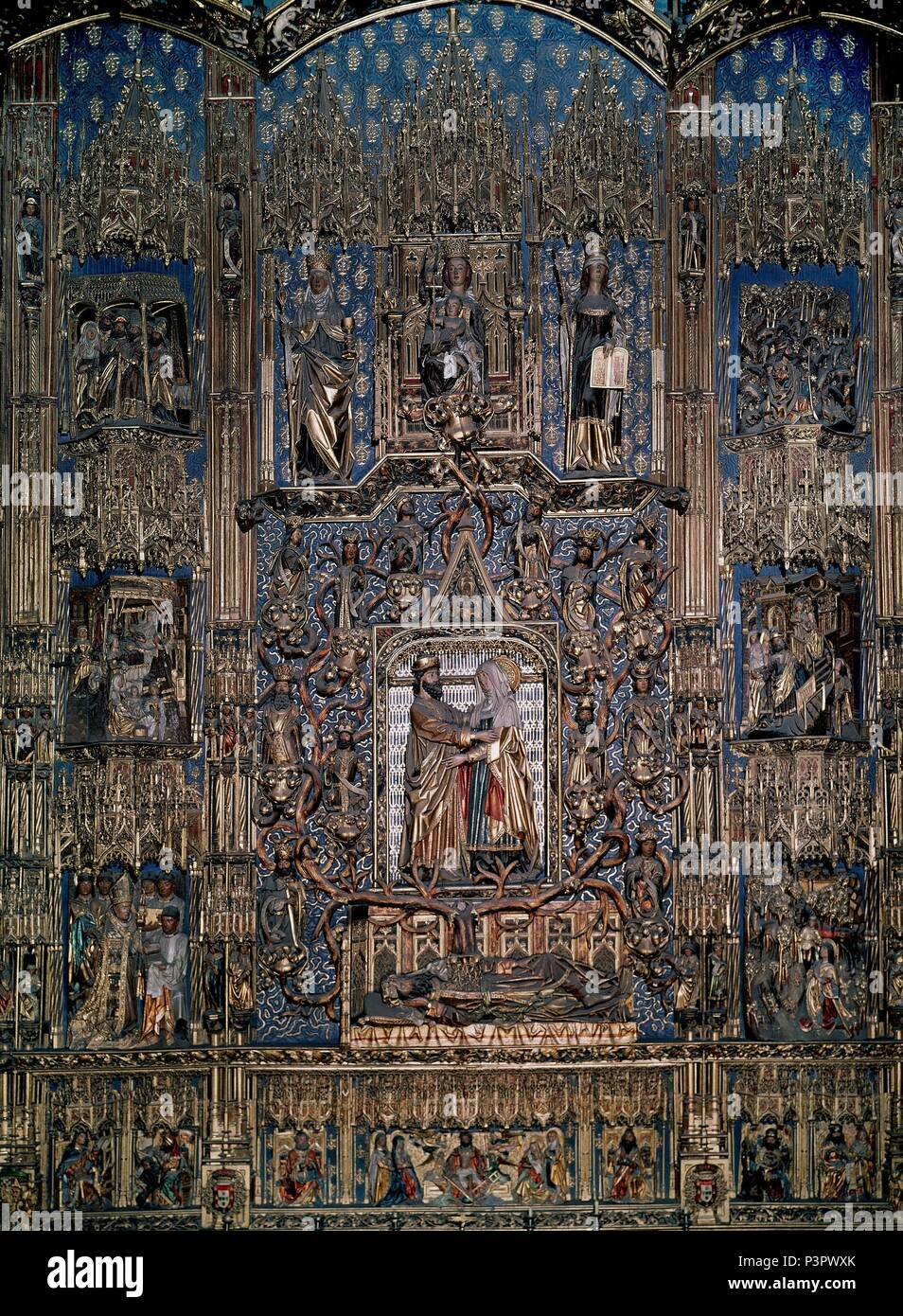 RETABLO DE LA CAPILLA DE LA CONCEPCION Y SANTA ANA - GOTICO TARDIO - 1492. Autor: Gil de Siloé (C. 1440-1501). Lage: CATEDRAL - INTERIEUR, Burgos, Spanien. Stockfoto