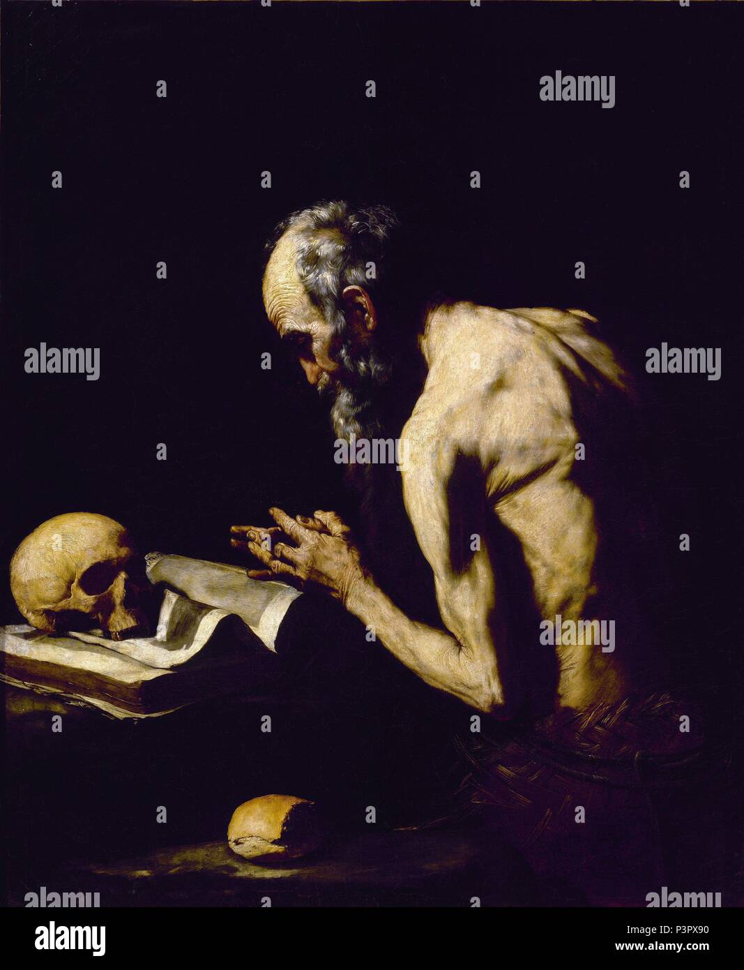 'Saint Paul der Einsiedler', Ca. 1637, Öl auf Leinwand, 118 cm x 98 cm, P 01115. Thema:: Lanfranco (1591-1652). Lage: Museo del Prado - PINTURA, MADRID, SPANIEN. Stockfoto