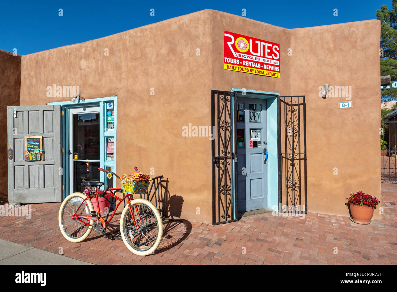 New Mexico, Albuquerque, Altstadt, Fahrradverleih Shop Stockfoto