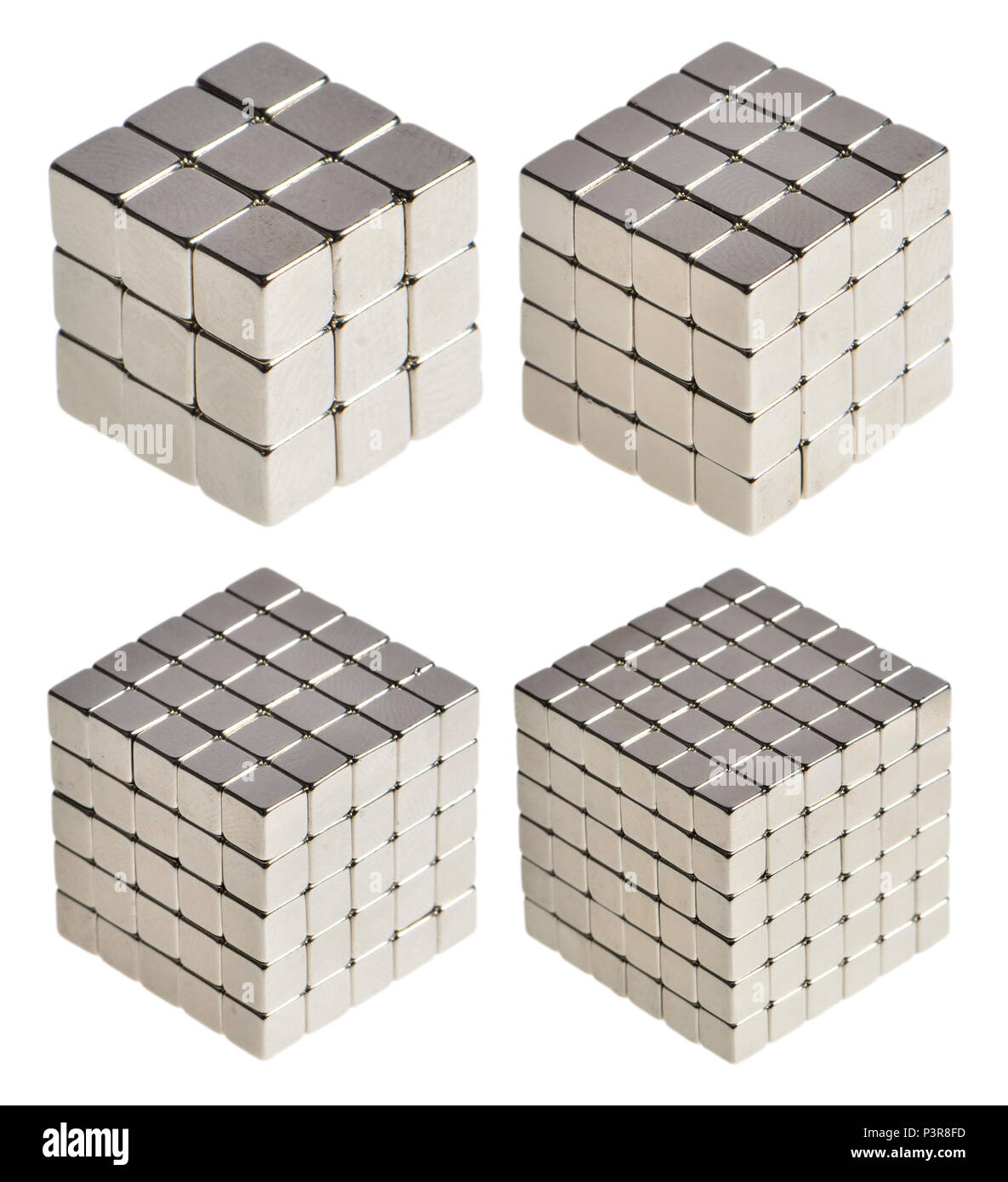 Cube Nummern (Nummern mit sich selbst multipliziert zwei Mal) 27, 64, 125, 216 Stockfoto