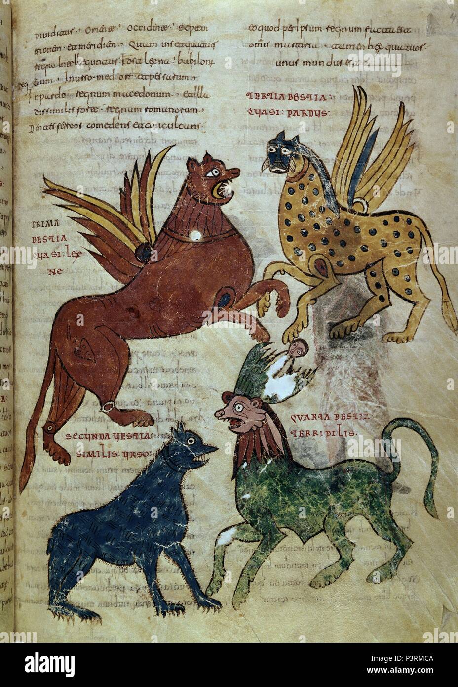 COMENTARIOS AL APOCALIPSIS - PROCEDE DE VALCAVADO - SIGLO X Autor: Beatus von Liébana (C. 730 - C. 798). Lage: BIBLIOTECA DE LA UNIVERSIDAD, Valladolid, Spanien. Stockfoto