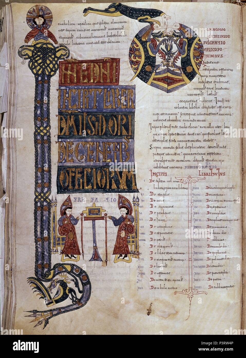 CODICE EMILIANENSE - MOZARABE-FOL 316 V-MANUSCRITO DE UNA OBRA DE SAN ISIDORO. Lage: MONASTERIO - BIBLIOTECA - COLECCION, SAN LORENZO DEL Escorial, Madrid, Spanien. Stockfoto