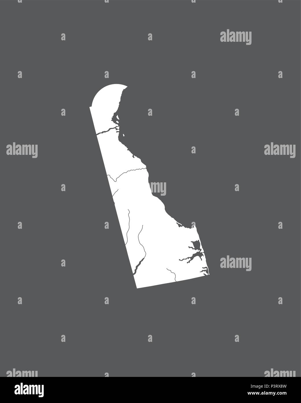Der USA-Karte von Delaware. Hand gemacht. Flüsse und Seen sind dargestellt. Bitte sehen Sie sich meine anderen Bilder von kartographischen Serie - sie sind alle sehr detail Stock Vektor
