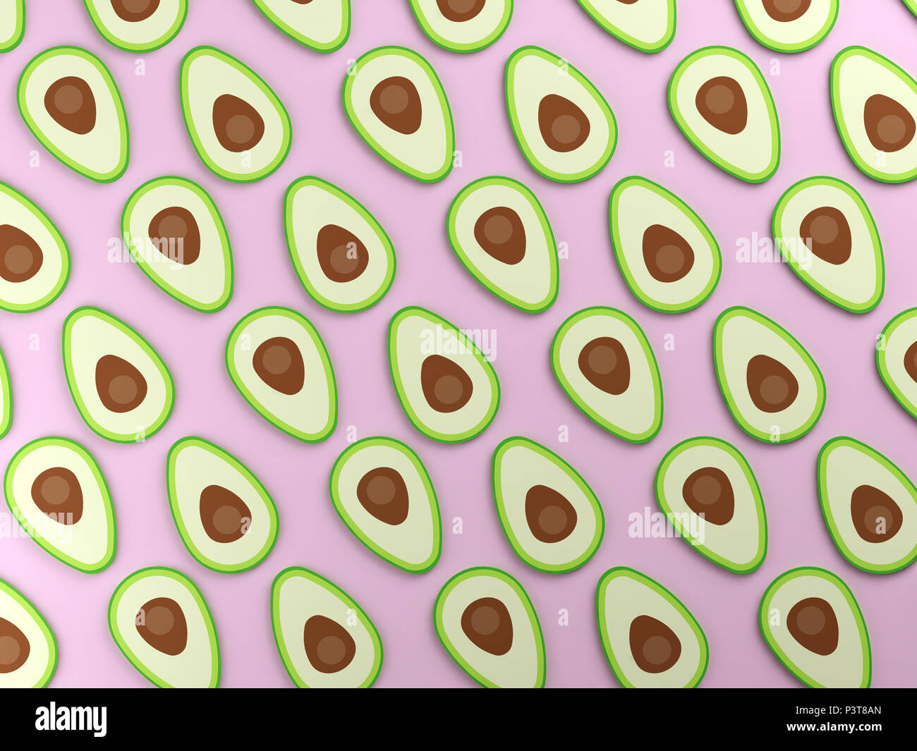 Grüne Avocados auf lila essen Hintergrund Stockfoto
