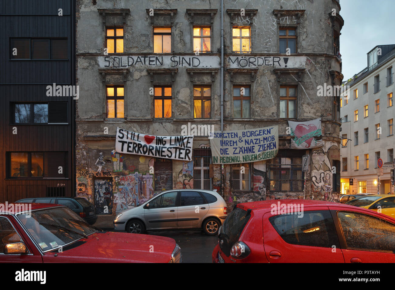 Berlin, Deutschland, zu Hause in der Kleinen Rosenthaler Straße Ecke Linienstraße in Berlin-Mitte Stockfoto