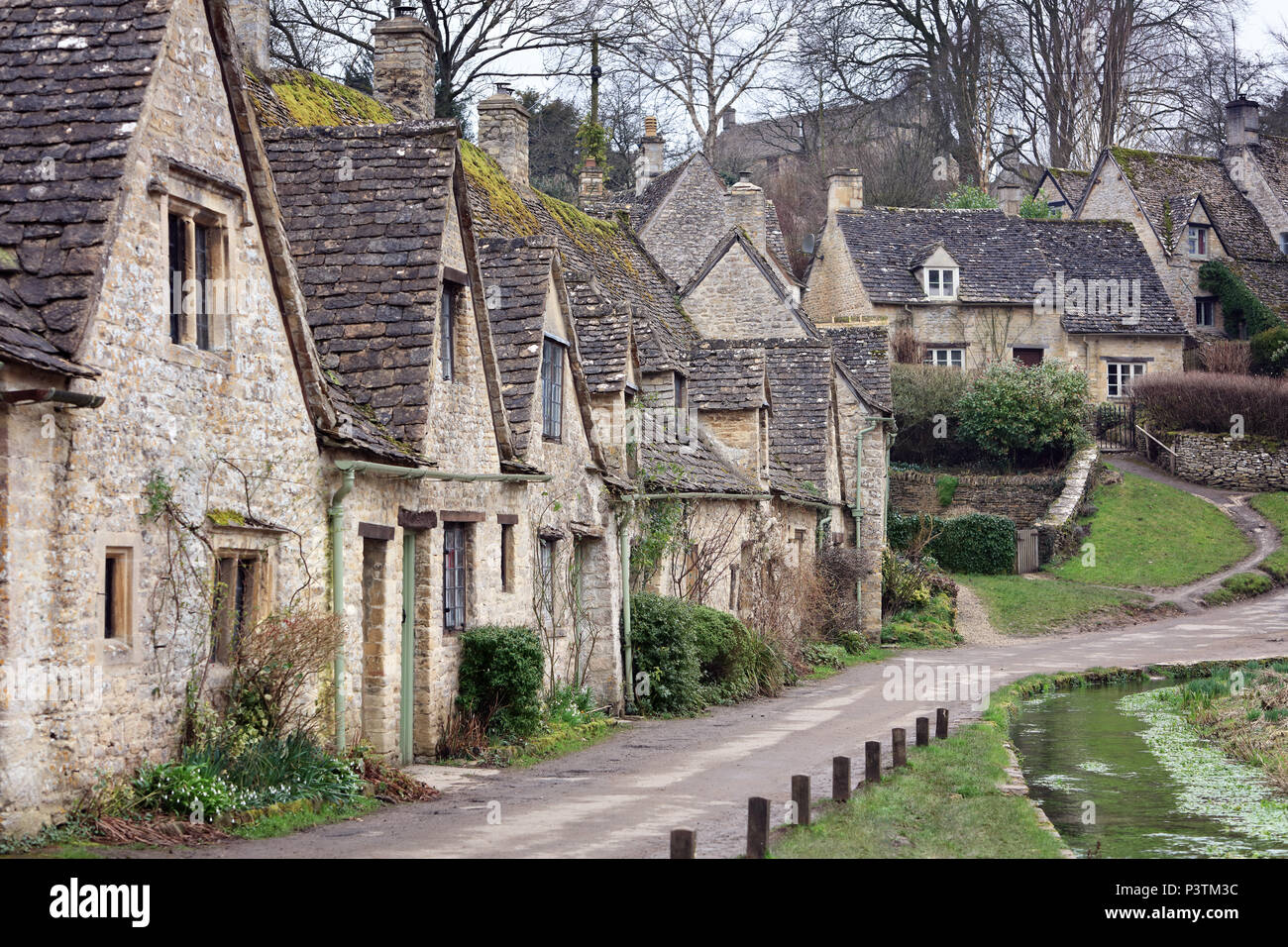 Häuser von Arlington Row in den Cotswold Village von Bibury, Gloucestershire, England Stockfoto
