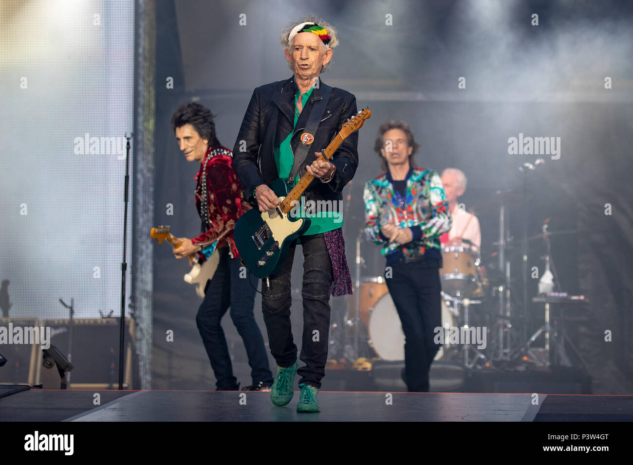 Twickenham, UK. 19 Juni, 2018. Die Rolling Stones führen Sie es "Kein Filter"-Tour in Twickenham Stadium, Twickenham, London UK. Band Mitglieder gehören Mick Jagger, Keith Richards, Charlie Watts & Ronnie Wood. © Jason Richardson/Alamy leben Nachrichten Stockfoto