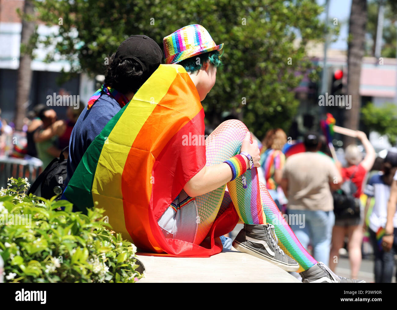 Los Angeles, Kalifornien, USA. 10 Juni, 2018. Die Teilnehmer der LA Pride Parade in West Hollywood, Kalifornien. Die jährlichen LGBTQ Feier zeichnete geschätzte Menge von 150.000 Menschen. Credit: Katrina Kochneva/ZUMA Draht/Alamy leben Nachrichten Stockfoto