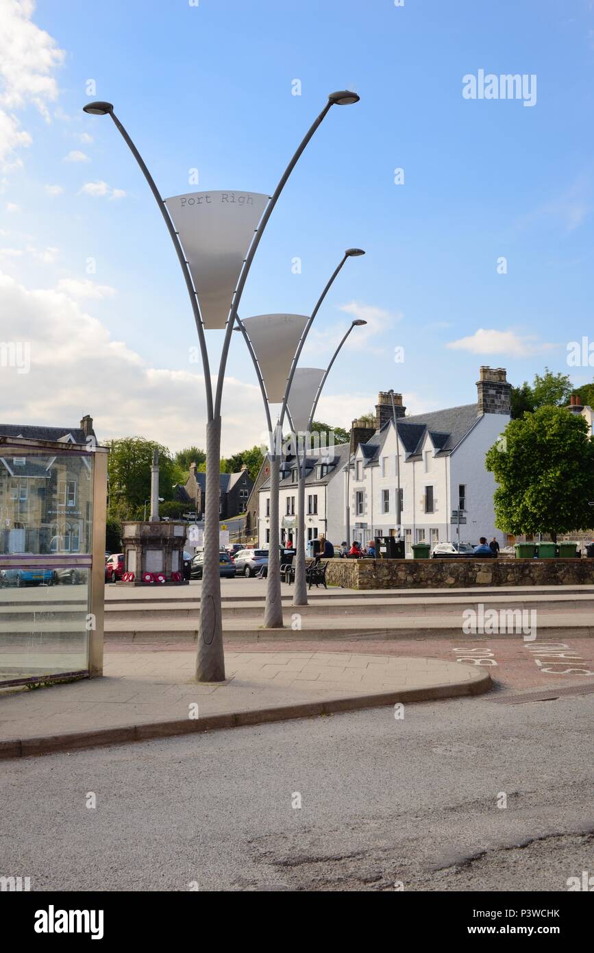 Bushaltestellen in der Stadtplatz, Portree, Skye, Schottland, UK Stockfoto