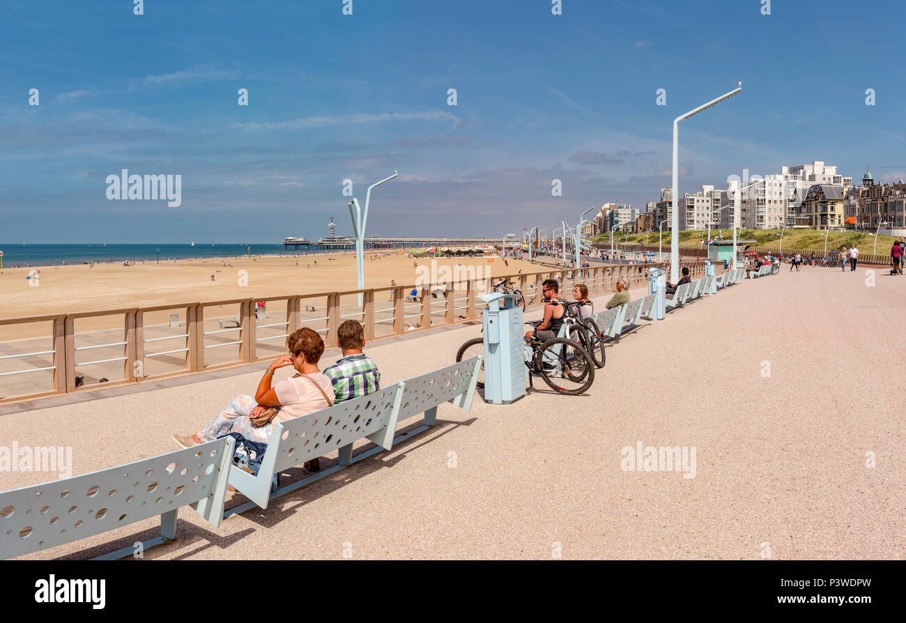 Strand, Promenade, Seebrücke Stockfoto