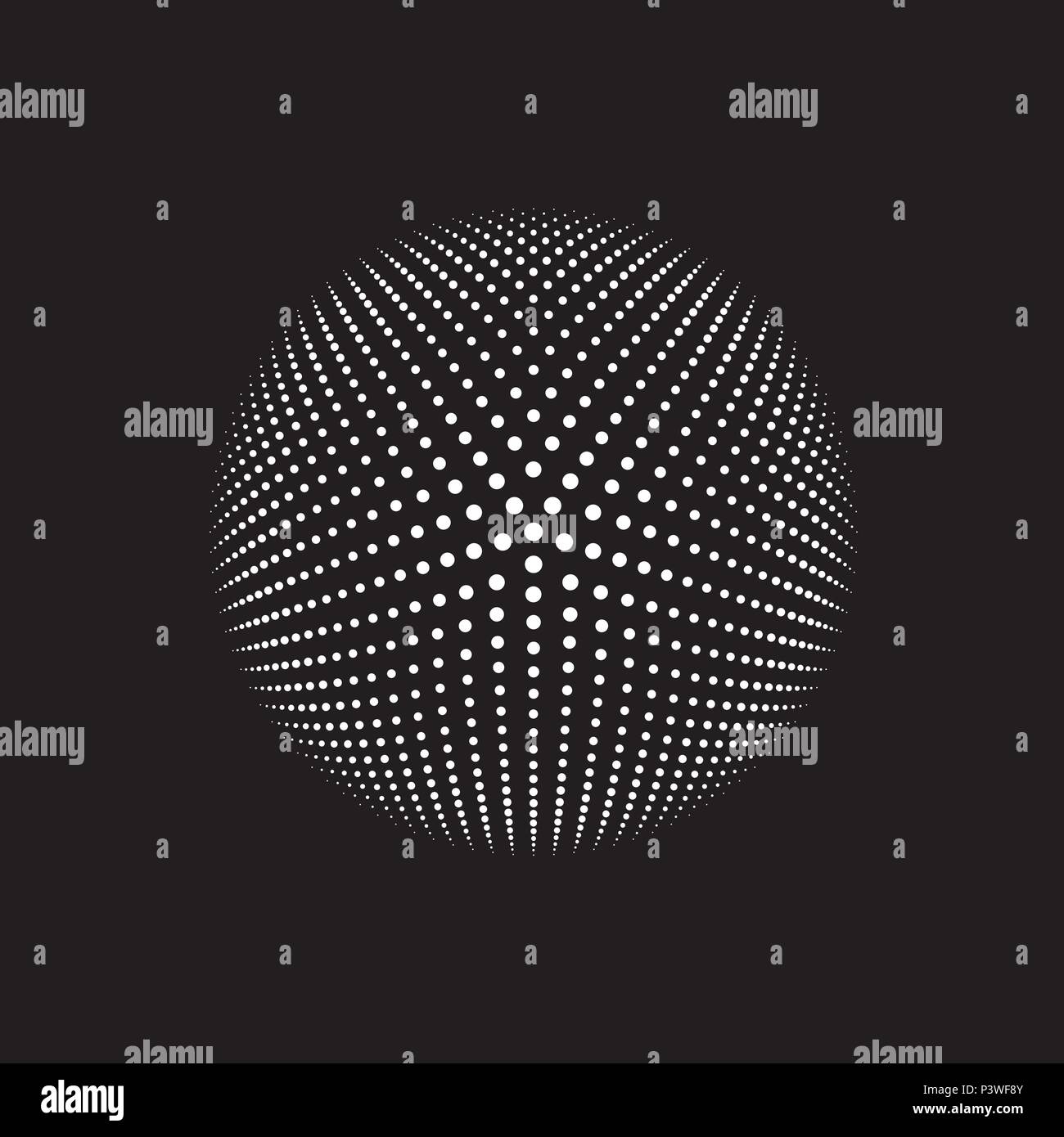 Kreisförmige monochrom Dot Pattern Vektor mit 5 radiale Achse Linien, Punkte in einem mathematischen geometic Muster für Creative Design Web & Print angeordnet Stock Vektor