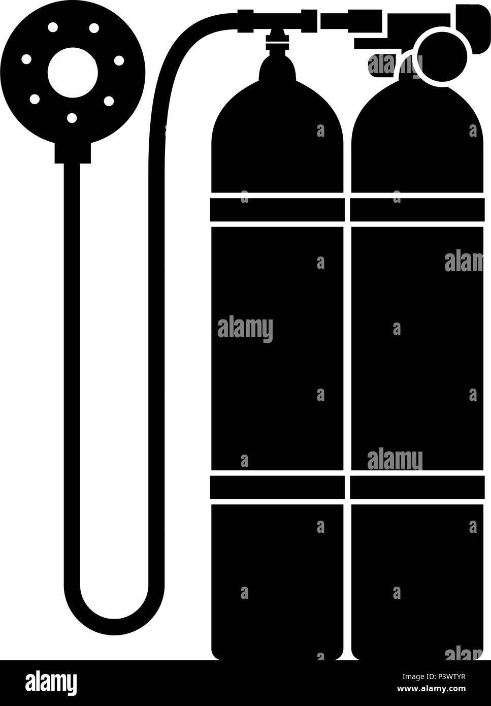Aqualung scuba Symbol Farbe schwarz Vektor I Stil einfach Bild Stock Vektor