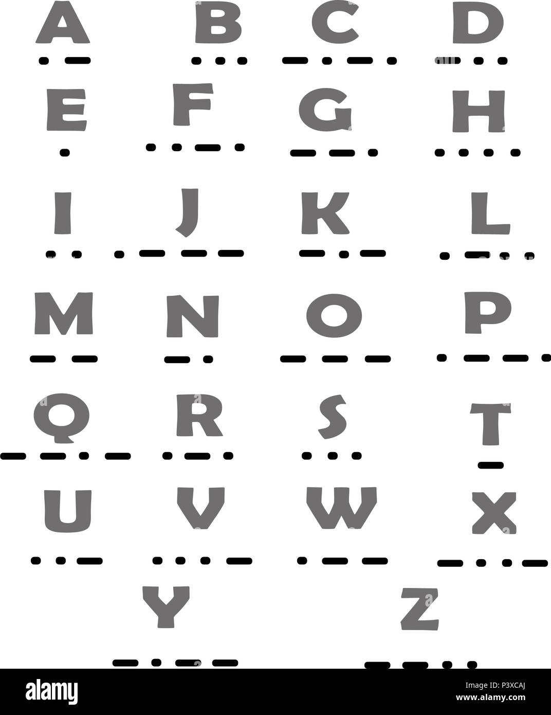 ABC Alphabet Morse. Vector Illustration. Auf weissem Hintergrund Stock Vektor
