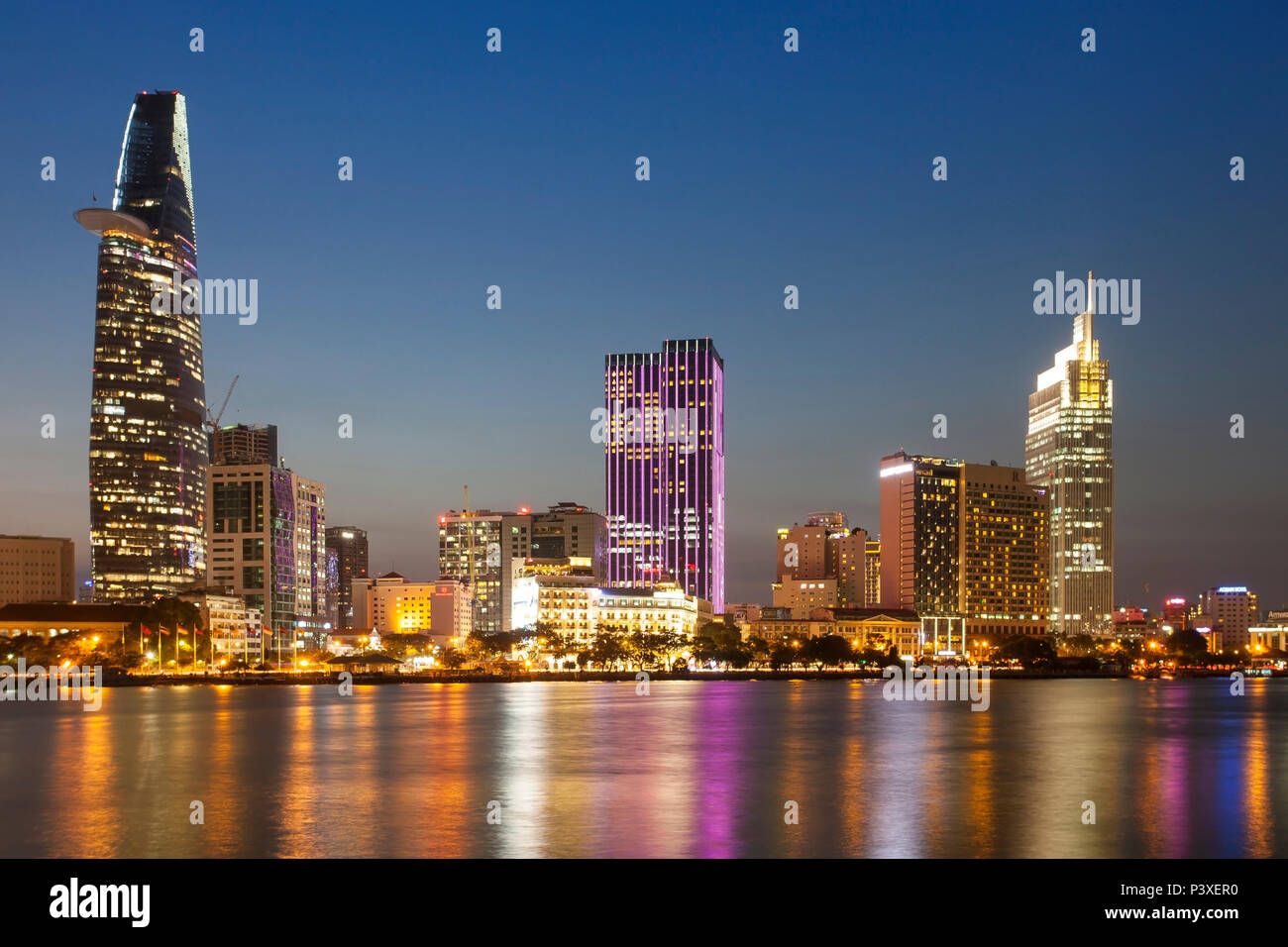 Skyline Saigon, Zentrum mit Bitexo-Tower, Distrikt 1, Ho-Chi-Minh-Stadt, Vietnam, Asien Stockfoto