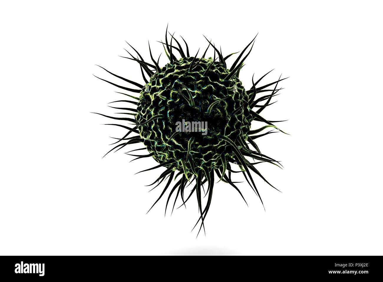 Biologische Zelle auf Read Hintergrund Mikroskop 3D-Illustration isoliert Stockfoto