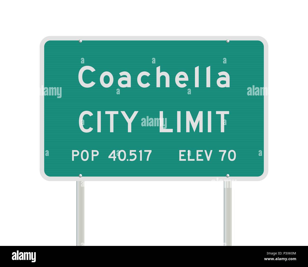Vector Illustration des Coachella Stadtgrenzen Green Road Sign Stock Vektor