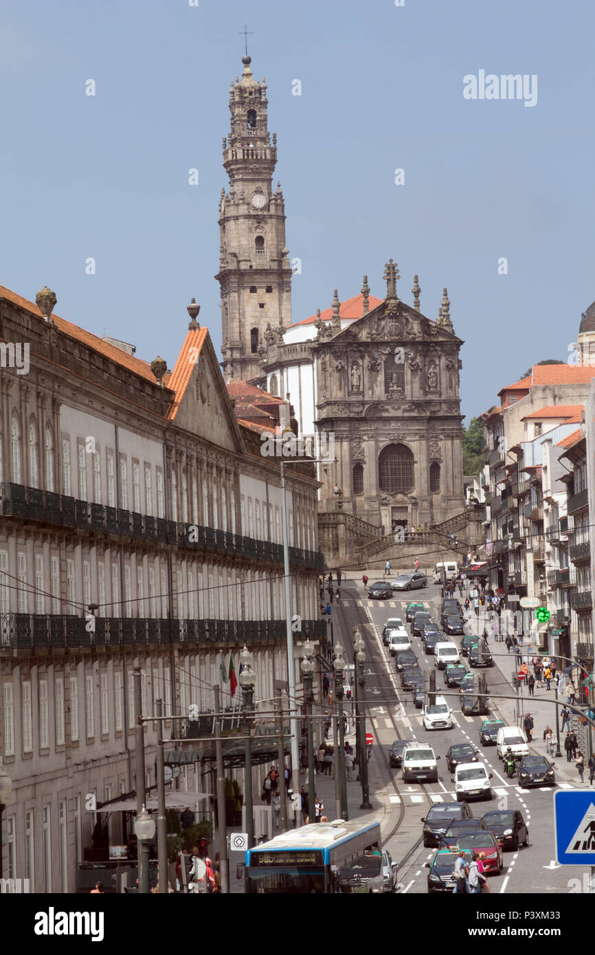Torre dos Clerigos, Clerigos Turm Rua de São Filipe de Nery, Porto, Portugal Stockfoto