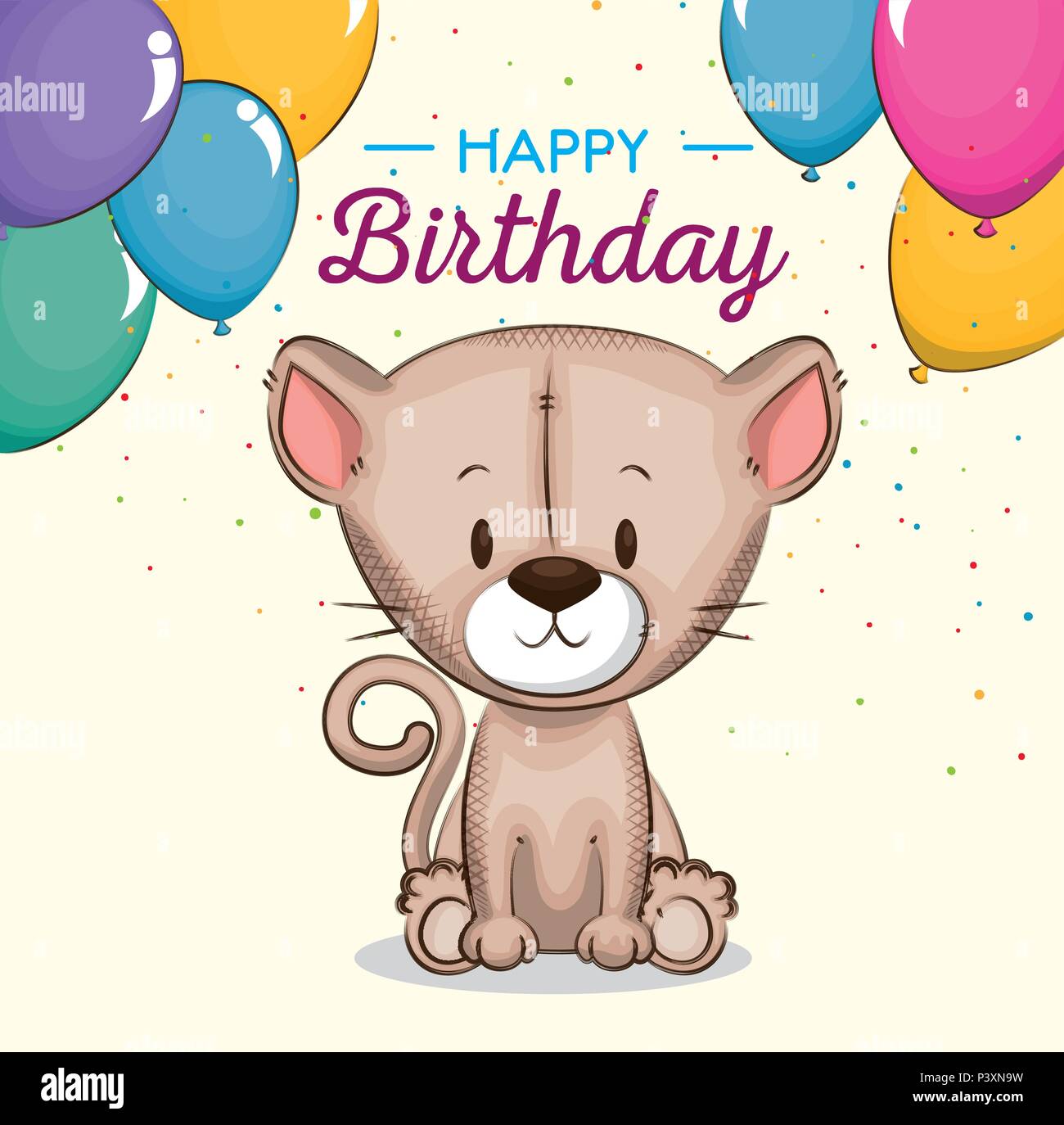 Süße kleine Katze geburtstag Karte Stock-Vektorgrafik - Alamy