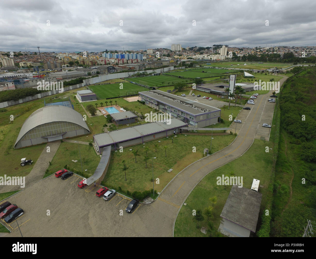 Imagem aérea do Centro de Treinamento Joaquim Grava de Futebol Clube, Sport Club Corinthians Paulista em São Paulo (SP). Stockfoto