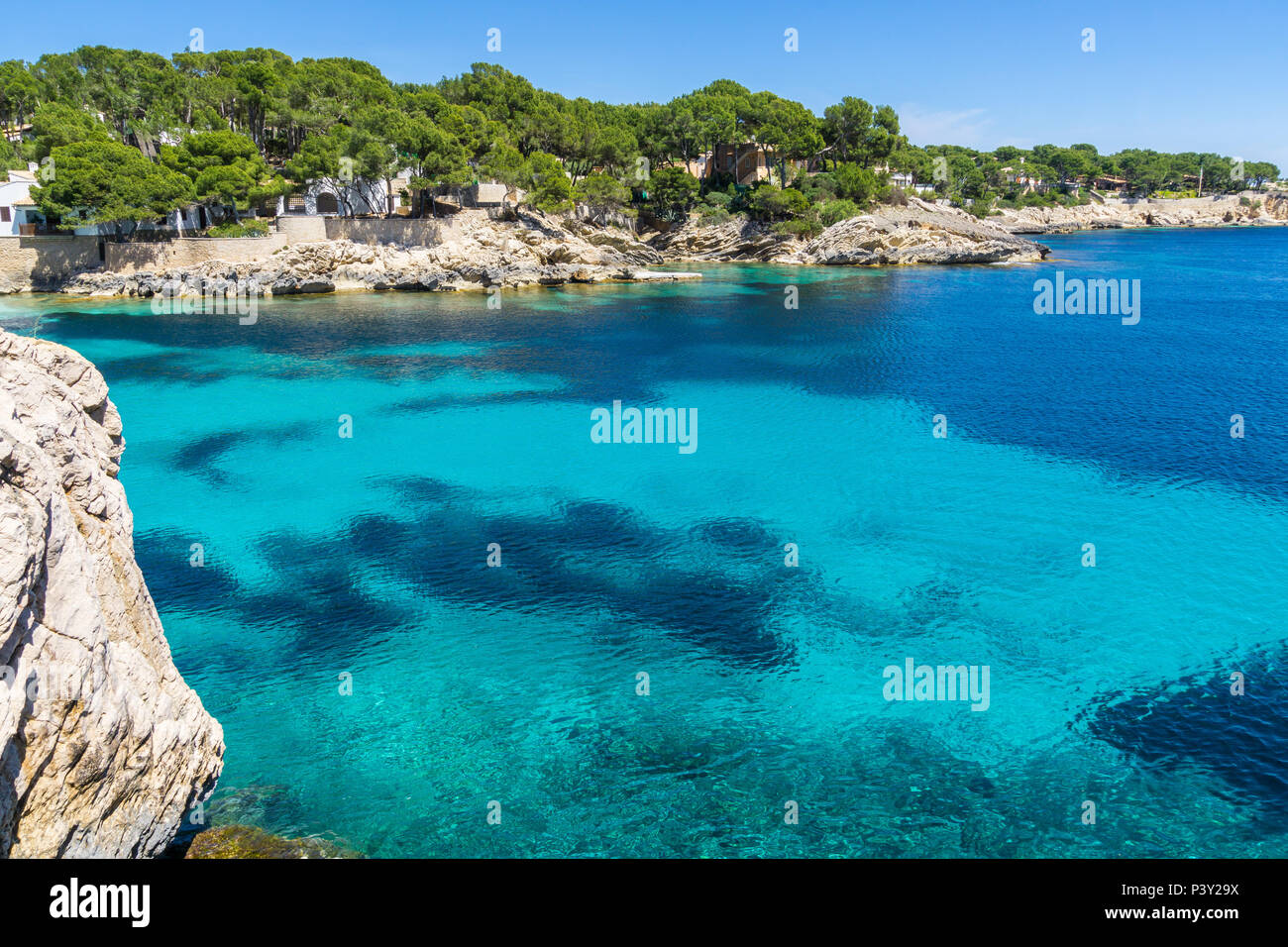 Mallorca, Türkis Paradise Bay Strand Cala Gat nächste im Sommer nach Cala Ratjada. Stockfoto