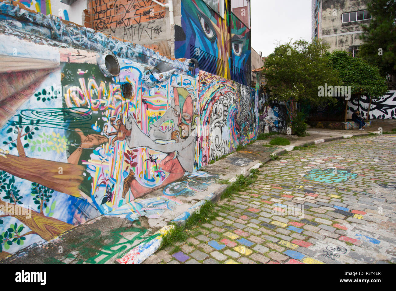 Beco do Batman situado na Vila Madalena, Zona Oeste de São Paulo. Stockfoto