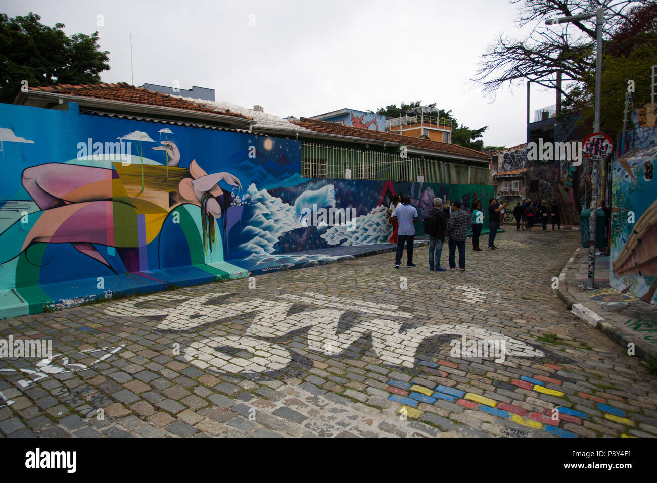 Beco do Batman situado na Vila Madalena, Zona Oeste de São Paulo. Stockfoto