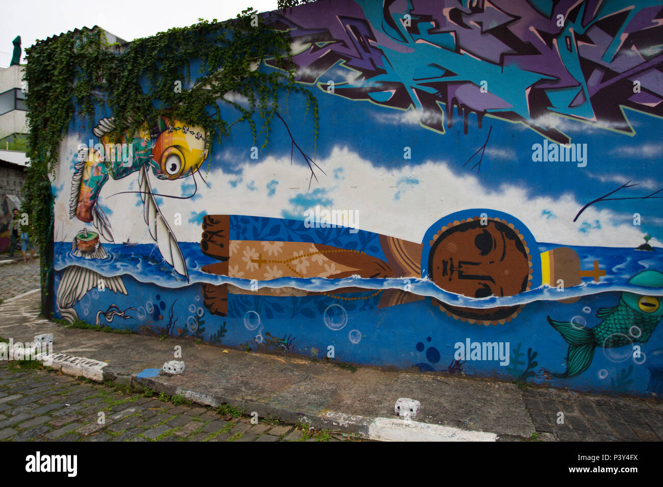 Beco do Batman situado na Vila Madalena, Zona Oeste de São Paulo. Stockfoto