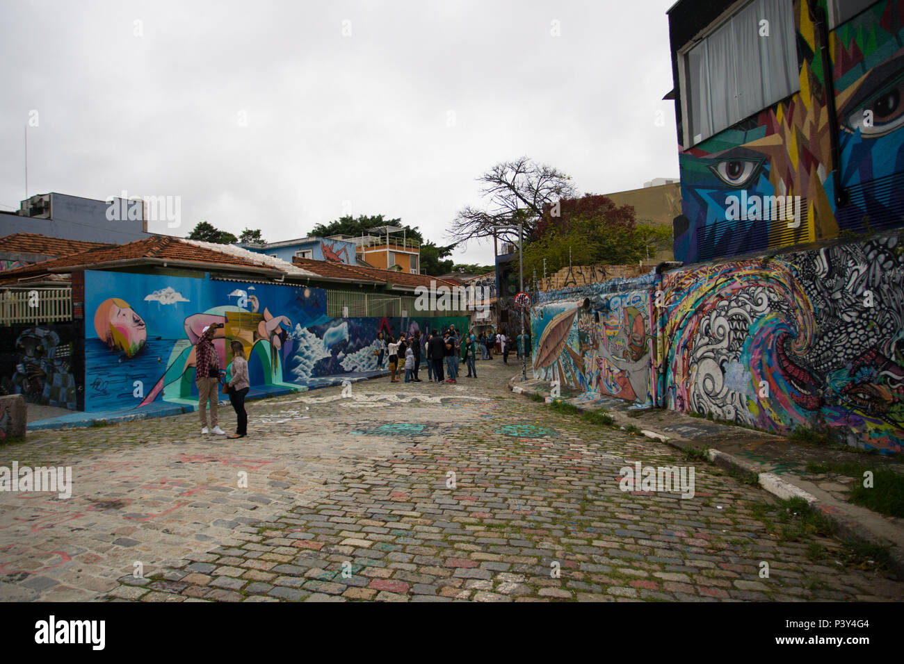 Beco do Batman situado na Vila Madalena, Zona Oeste de São Paulo. Stockfoto