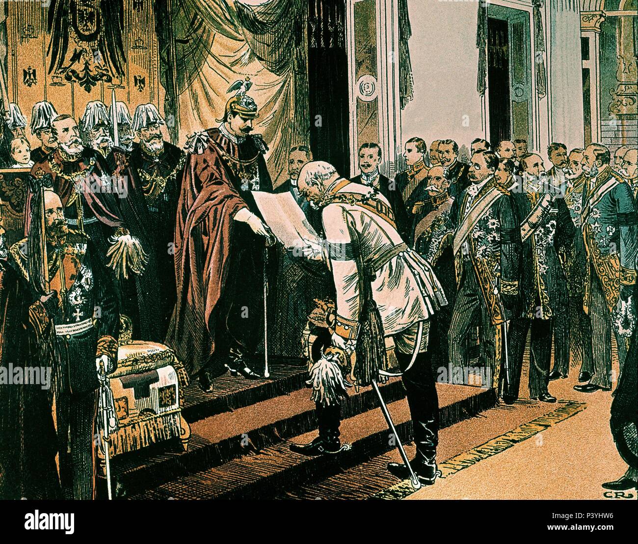 * GUILLERMO II. von Preussen Y BISMARCK. Stockfoto