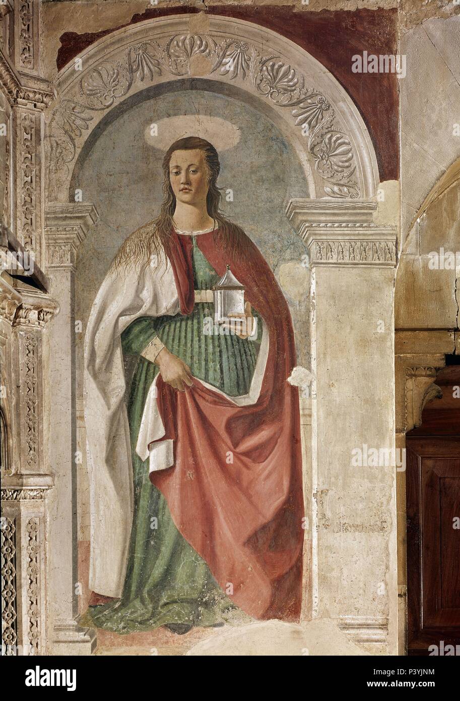 Italienische Schule. St. Maria Magdalena. Fresko. Arezzo, Dom. Autor: Piero della Francesca (C. 1415-1492). Lage: Catedral, Arezzo, Italien. Stockfoto