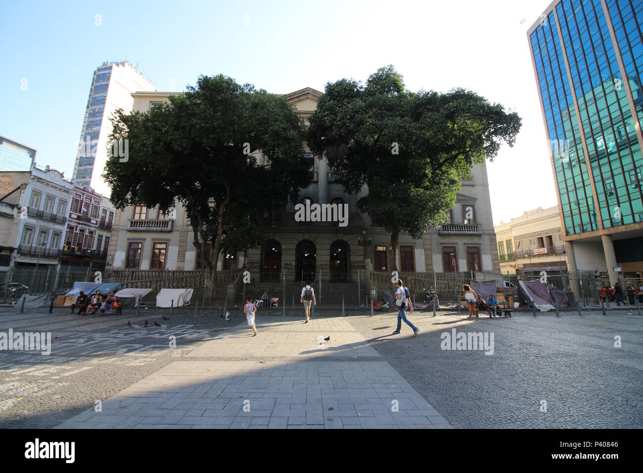 Vista prédio histórico Onde funciona o Instituto de Filosofia e Ciências Sociais IFCS UFRJ, keine Largo de São Francisco de Paula, keine Centro Rio de Janeiro. Stockfoto