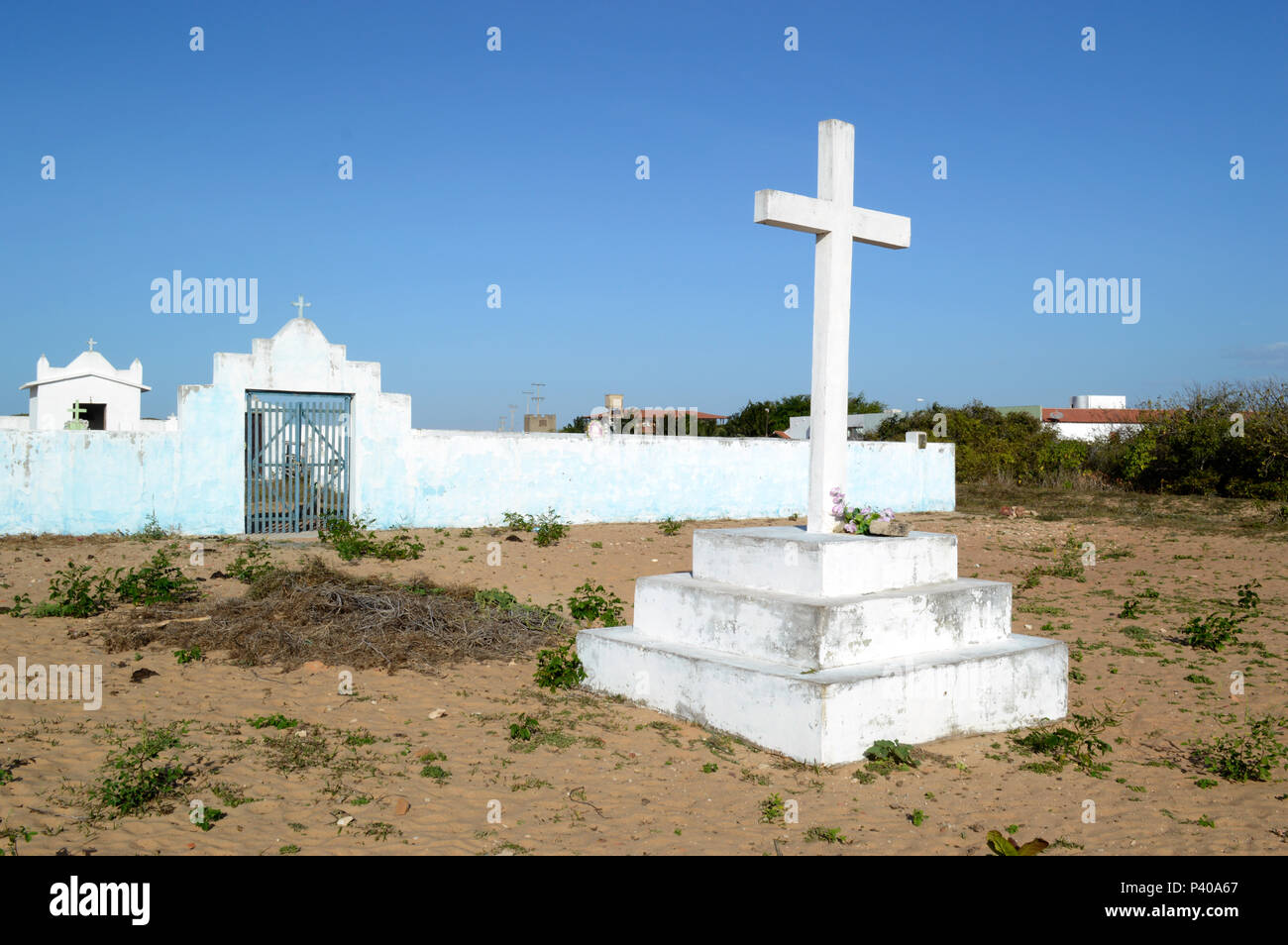 Cemitério na Entrada da Vila de Jericoacoara, keine Parque Nacional de Jericoacoara, Litoral Norte do Ceará. Stockfoto