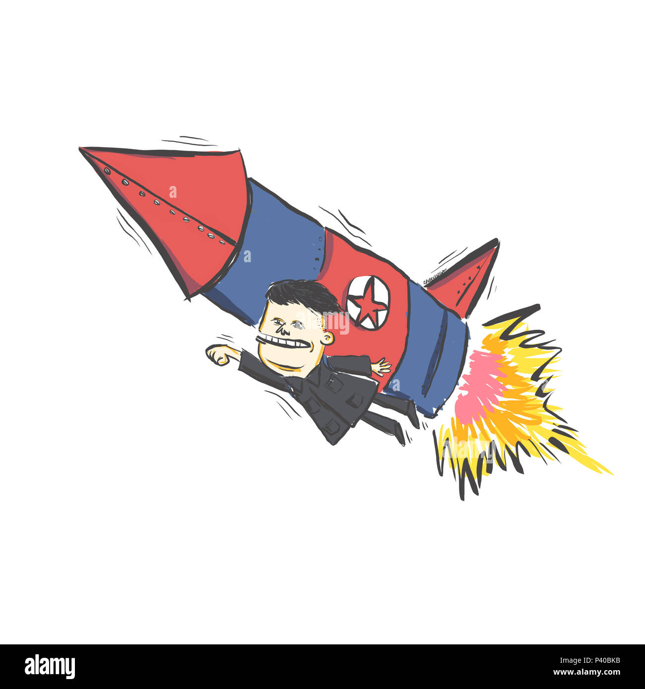 SAULO CRUZ ILUSTRAÇÃO Kim Jong-un (em Coreano: 김정은, [1] Hanja: 金正恩, Pjöngjang, 8 de Setembro de 1983), também conhecido como Kim Jong-woon ou Kim Jung Woon é o líder da Coreia do Norte desde Dezembro de 2011. É o terceiro e Mais jovem Filho de Kim Jong-il com sua última esposa Ko Yong-Hi. Kim Jong-un-é General de Quatro estrelas do Exército do Povo Coreano. O programa nukleare Norte - Coreano tem Suas raízes Na Guerra da Coreia, que opôs os Norte - coreanos aos Sul - coreanos, aliados aos americanos. Segundo o governo Norte - Coreano, produção de Armas nucleares é uma resposta eine polí necessária Contra Stockfoto