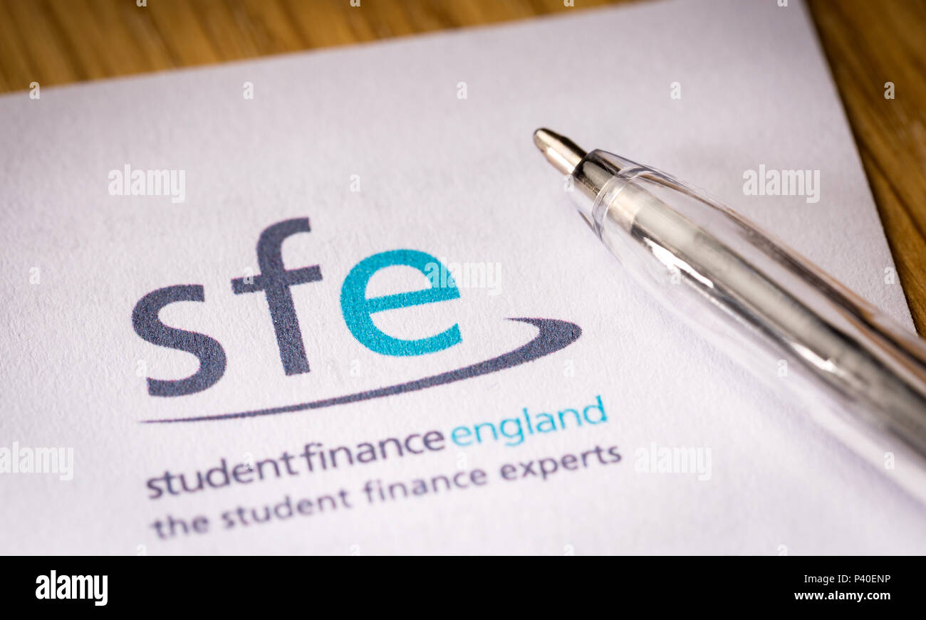 Studenten Darlehen Anwendung mit Student Finance England Stockfoto
