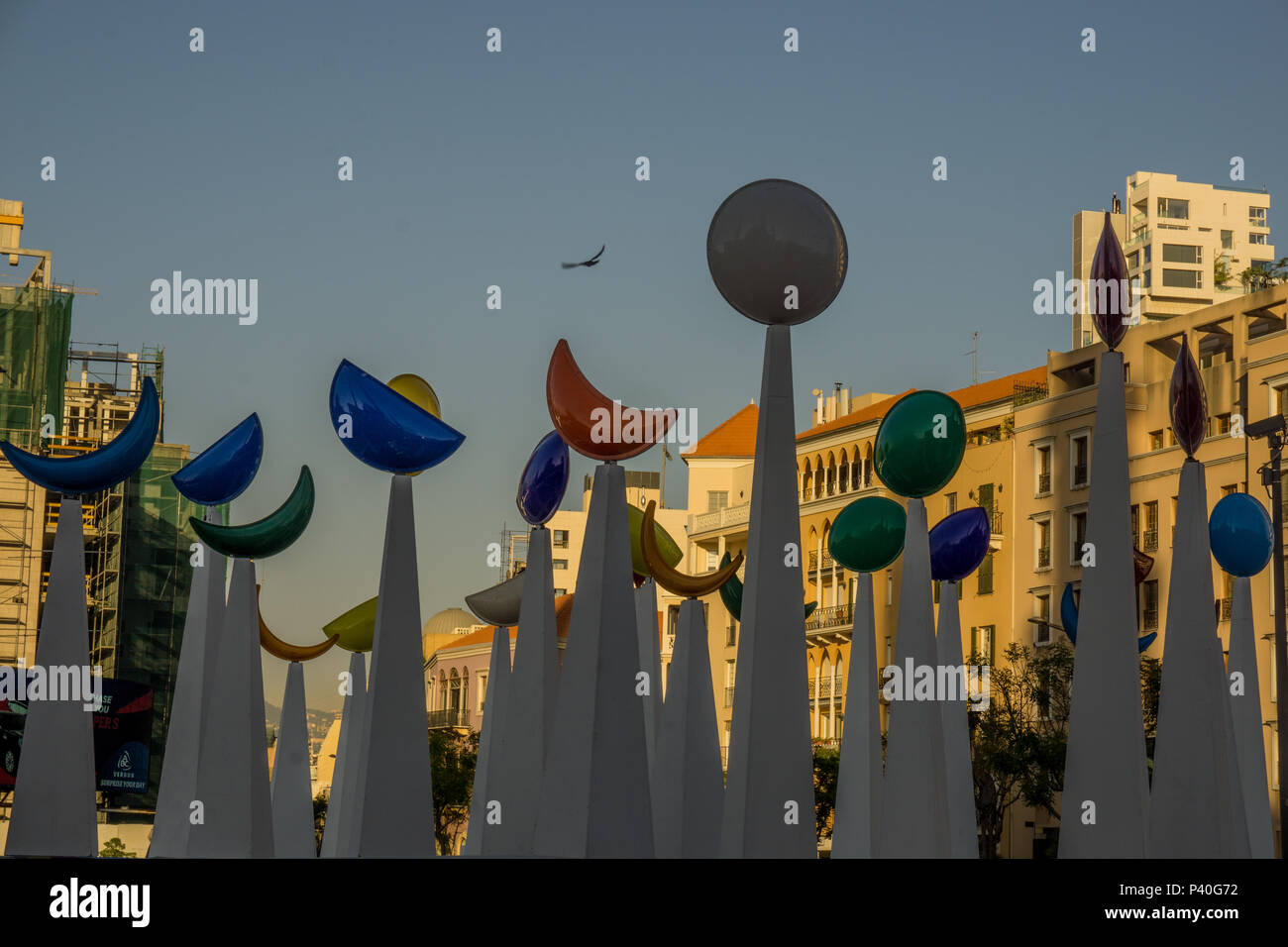 Ramadan Mondsichel Dekorationen in Beirut. Stockfoto