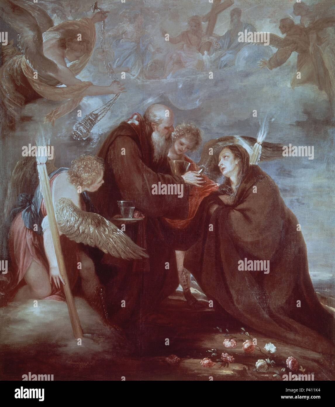 LA COMUNION DE SANTA ROSA DE VITERBO - SIGLO XVII-OLEO/LIENZO - BARROCO ESPAÑOL - 215 x 190 cm - NP3046. Autor: Juan Antonio de Frías y Escalante (1633-1669). Lage: Museo del Prado - PINTURA, MADRID, SPANIEN. Stockfoto