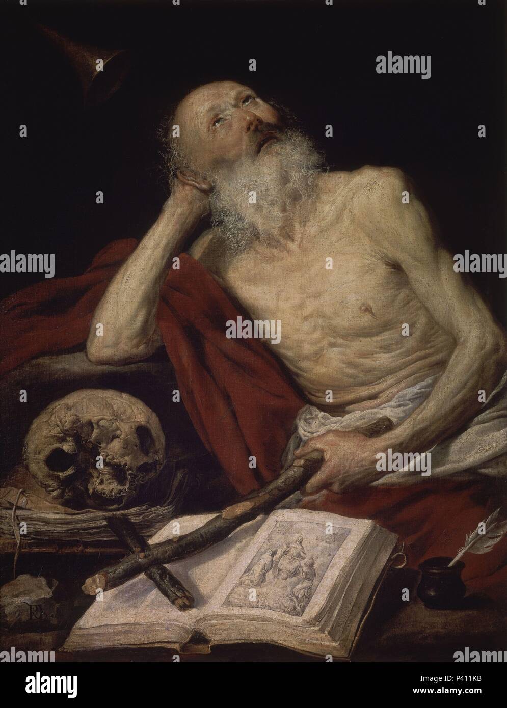SAN JERONIMO - 1643-OLEO/LIENZO - 105 x 80 cm - NP 1046 - BARROCO ESPAÑOL. Autor: Antonio de Pereda (C. 1611-1678). Lage: Museo del Prado - PINTURA, MADRID, SPANIEN. Stockfoto