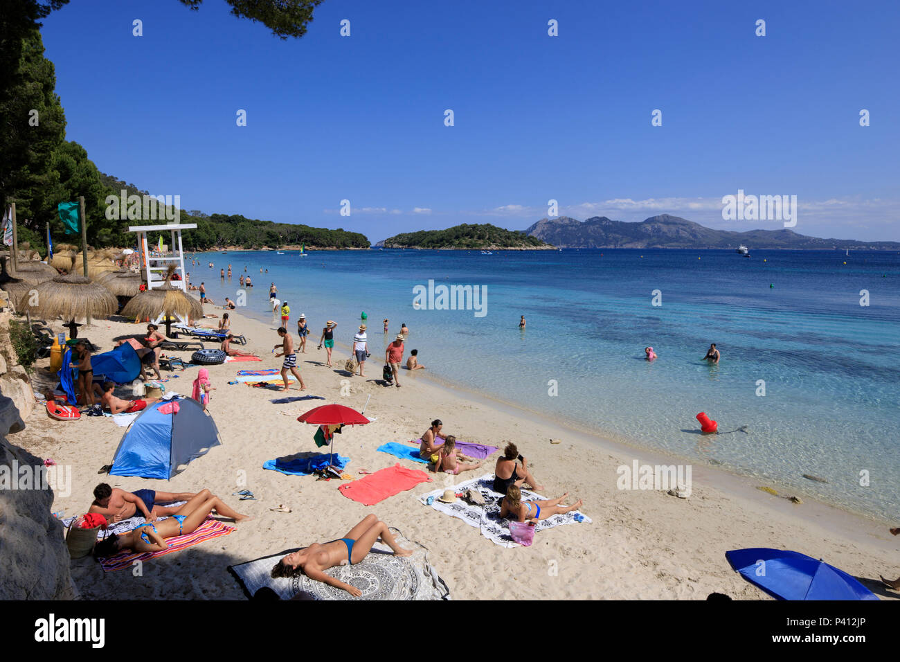 Formentor Strand Meereslandschaft, Serra de Tramuntana, Mallorca Spanien Welterbe Stockfoto