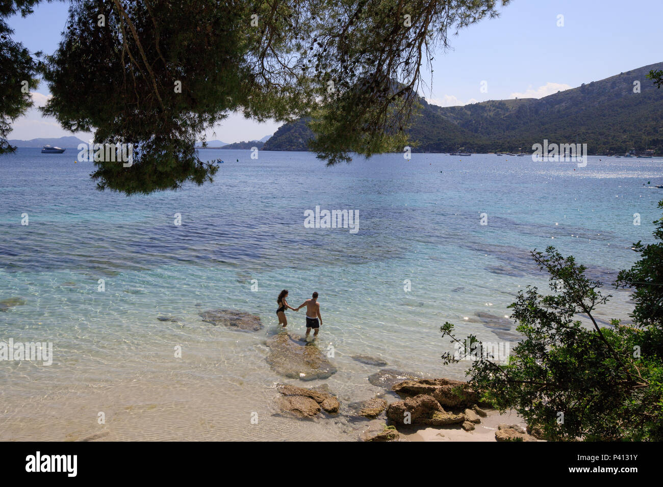 Formentor Strand Meereslandschaft, Serra de Tramuntana, Mallorca Spanien Welterbe Stockfoto