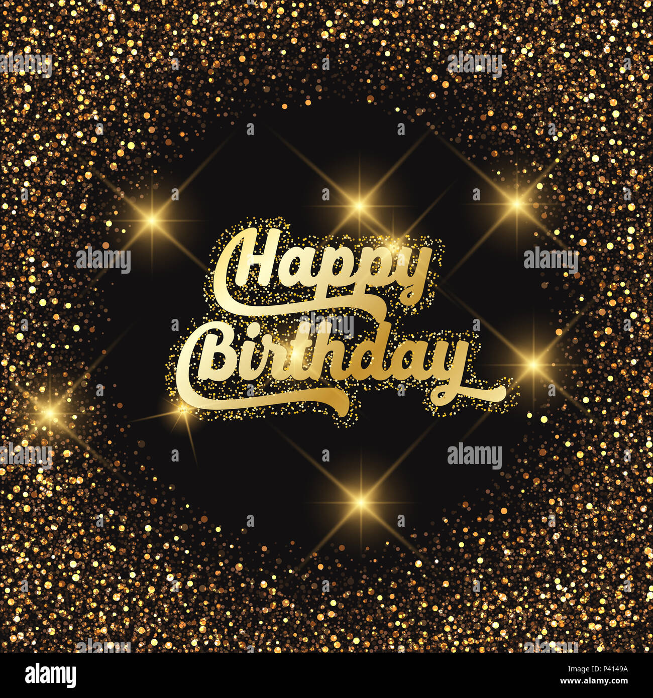 Happy birthday Hintergrund mit glitzerndem Konfetti Stockfoto