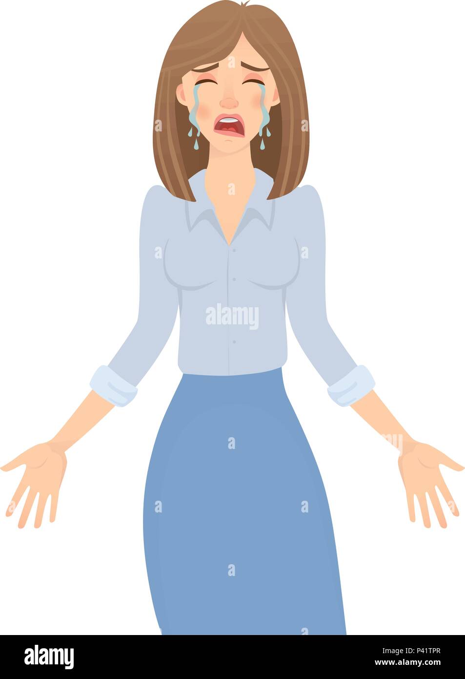 Business Frau isoliert. Business Pose und Geste. Junge Geschäftsfrau Vector Illustration. Die Hände in die Seite Stock Vektor