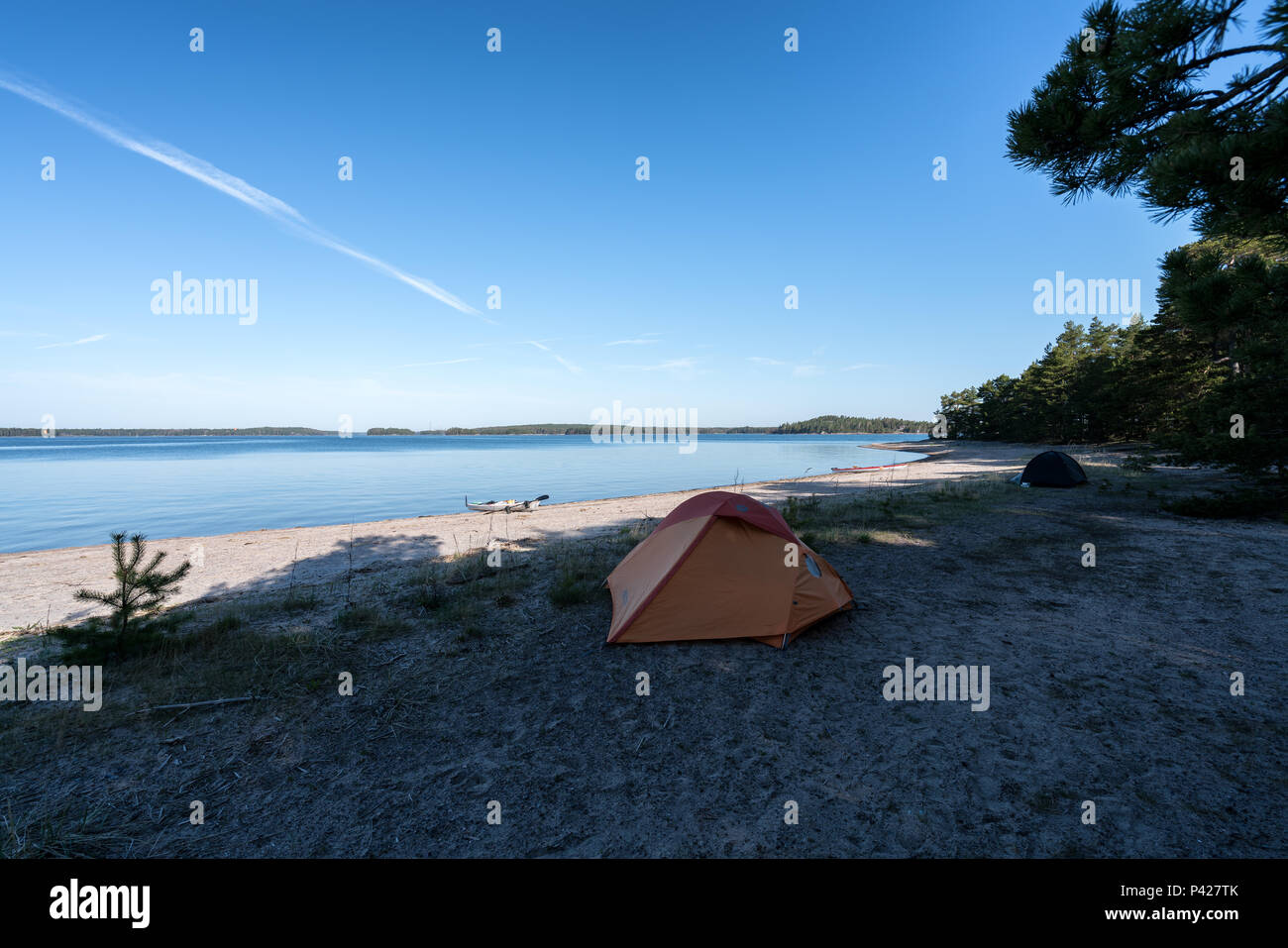 Camping bei Stora Fagerö Insel, Inkoo, Finnland, Europa, EU Stockfoto