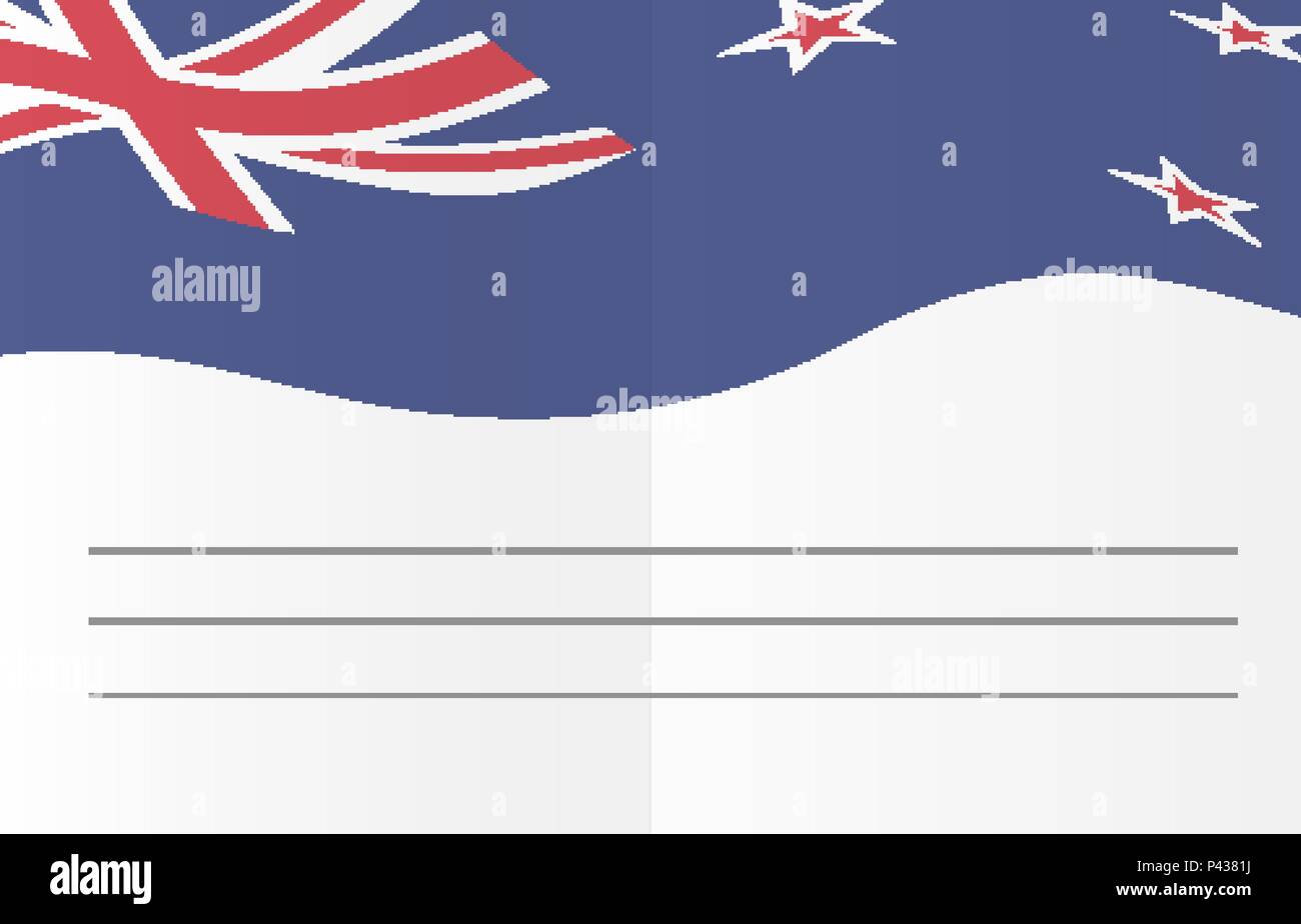 Neue Zraland Flagge. Grußkarte Hintergrund Vorlage Stock Vektor