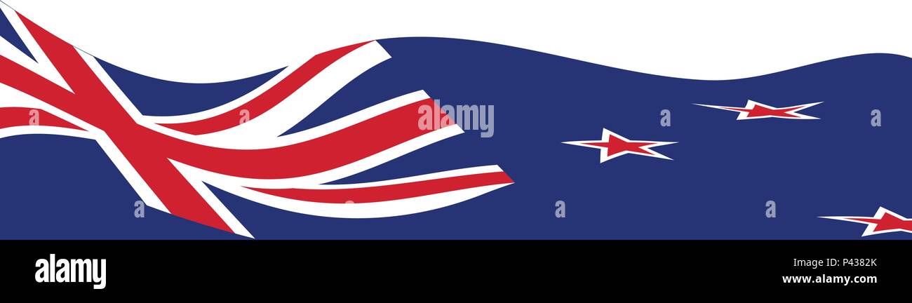 Die einfachen, weißen Hintergrund mit wehende Flagge der Neuseeland Stock Vektor