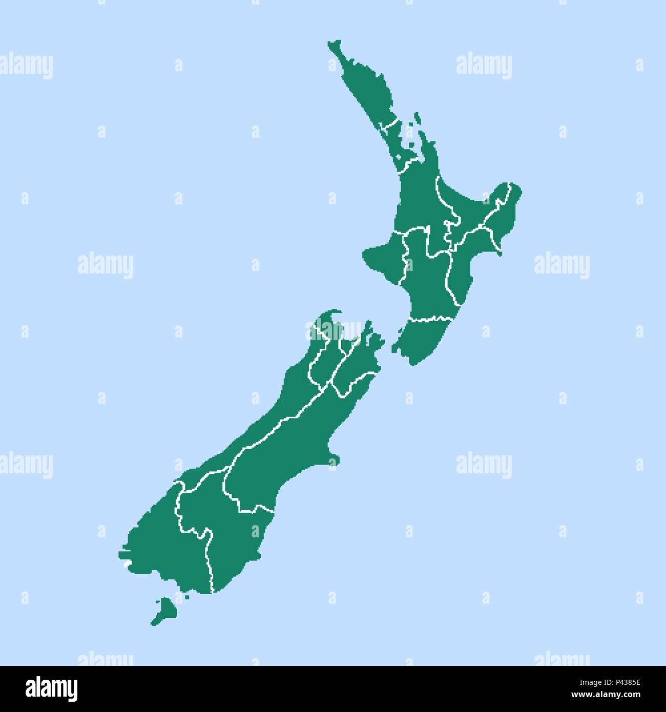 Karte von Neuseeland mit markierten Grenzen Stock Vektor
