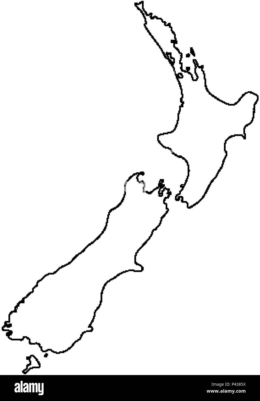 Outlaned kart des Neuseeländischen Staates auf weißem Hintergrund Stock Vektor