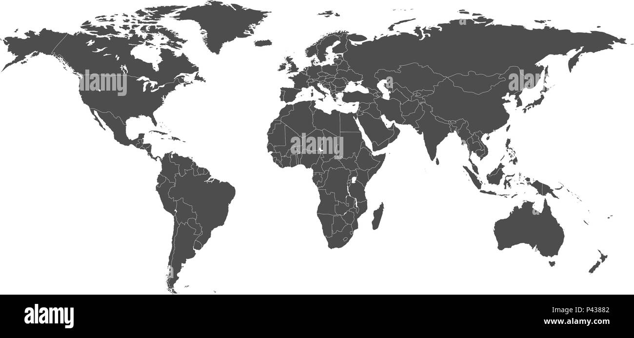 Politische Karte der Welt mit getrennten Ländern. Editierbare Schlaganfall. Stock Vektor