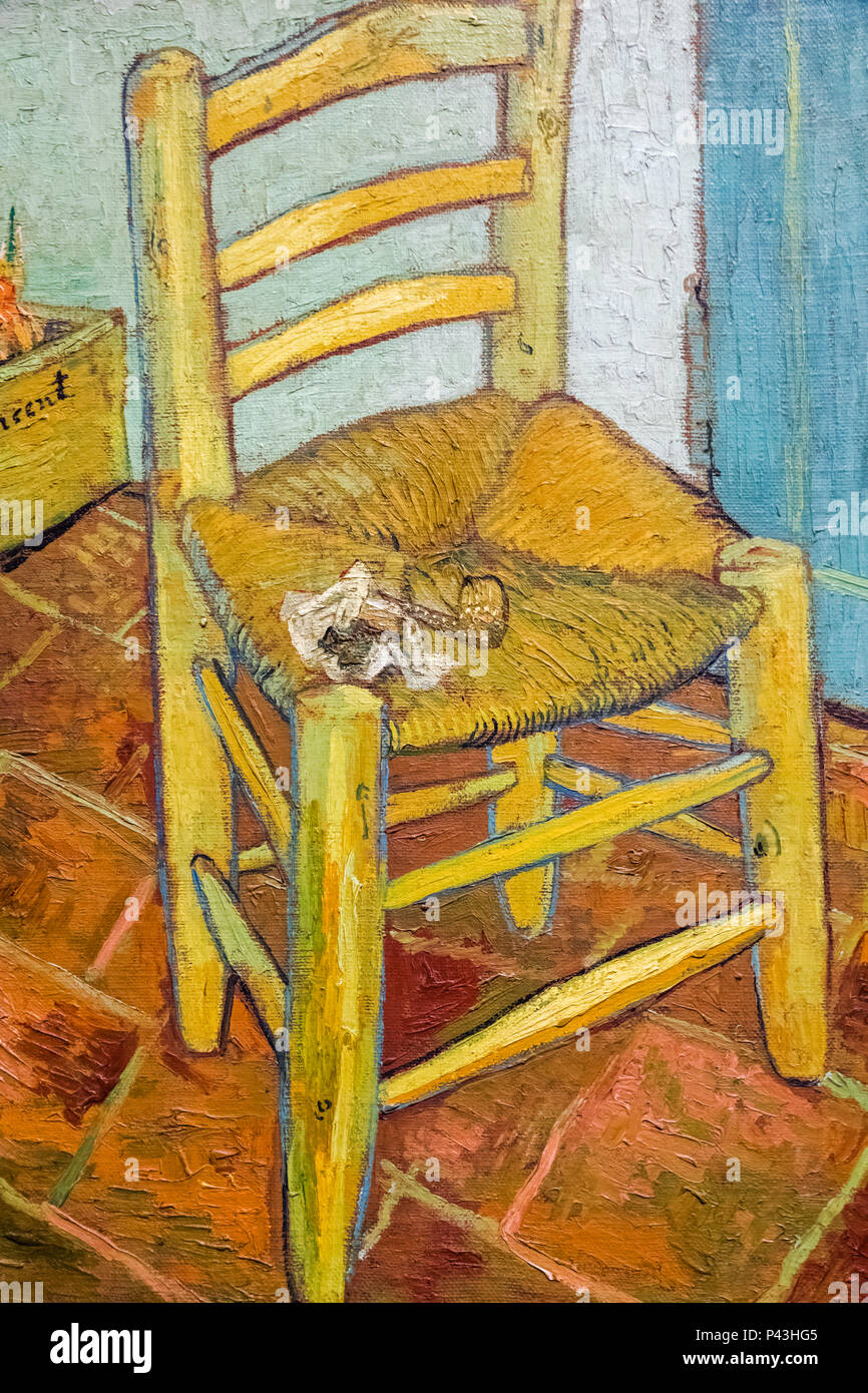 Gemälde mit dem Titel "Van Gogh's Chair' von Vincent van Gogh vom 1888 Stockfoto